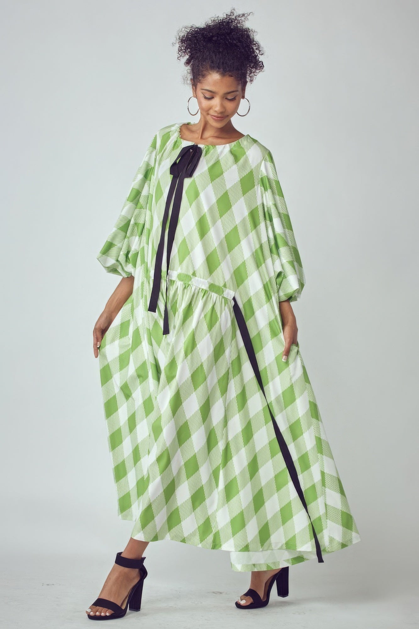 Balloon Sleeves Oversized Pocketed Dress