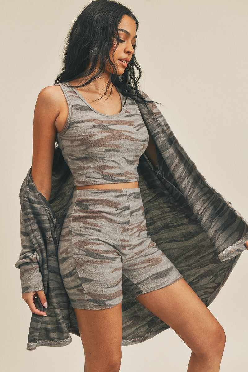 Cardigan Three Piece Set-Grey