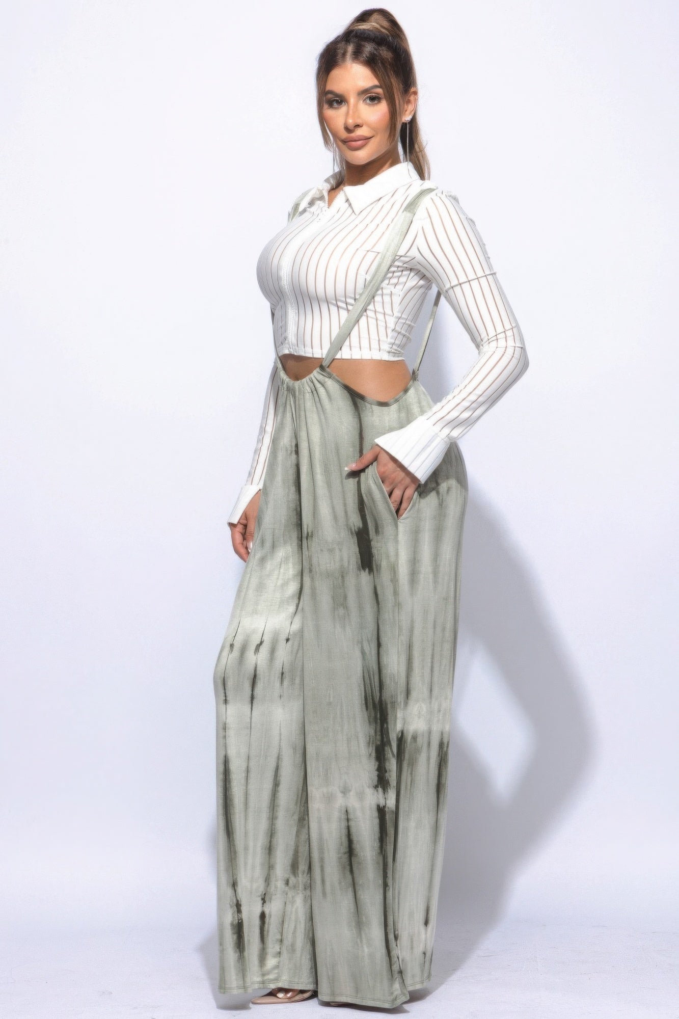 Drawstring Baggy Jumpsuit | Tie-Dye Print | Rayon-Spandex