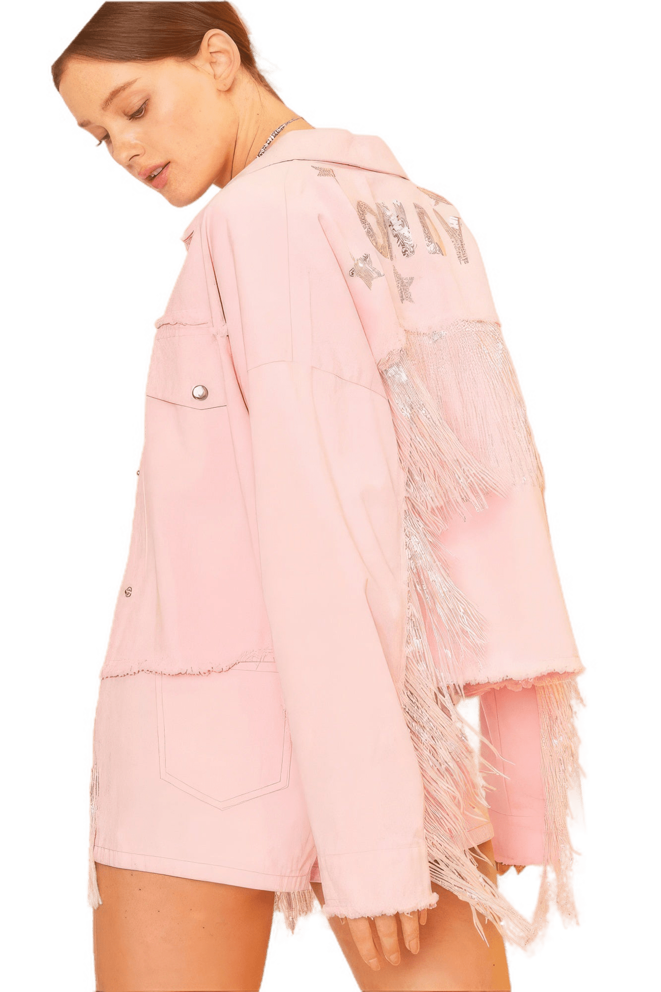 Howdy Sequin Fringe And Star Patches Jacket