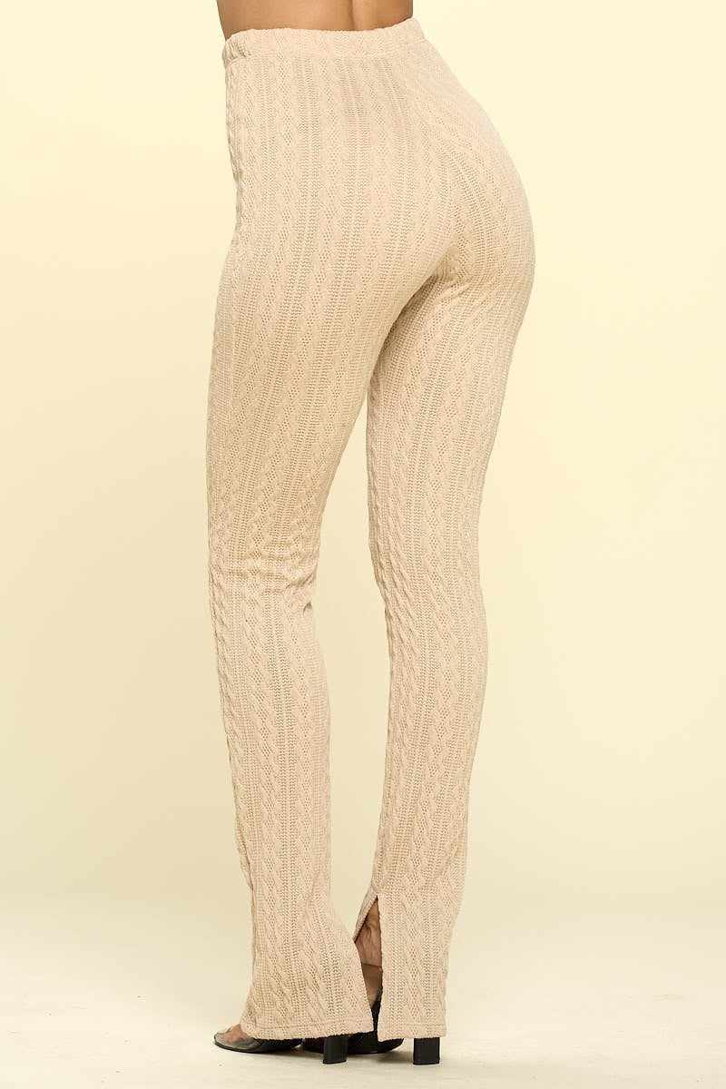 Knit High Rise Leggings-Oatmeal