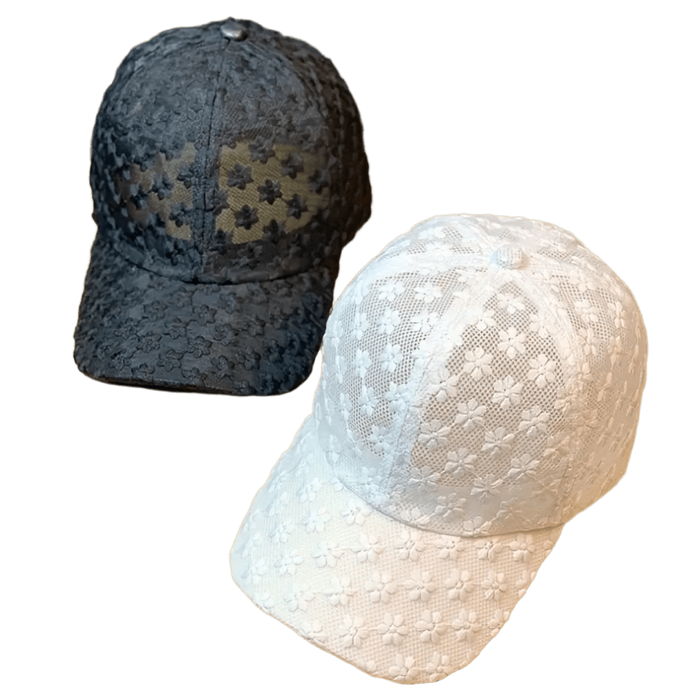 Lace Baseball Cap | Embroidered Floral Pattern Hat | Women's Sun Hat