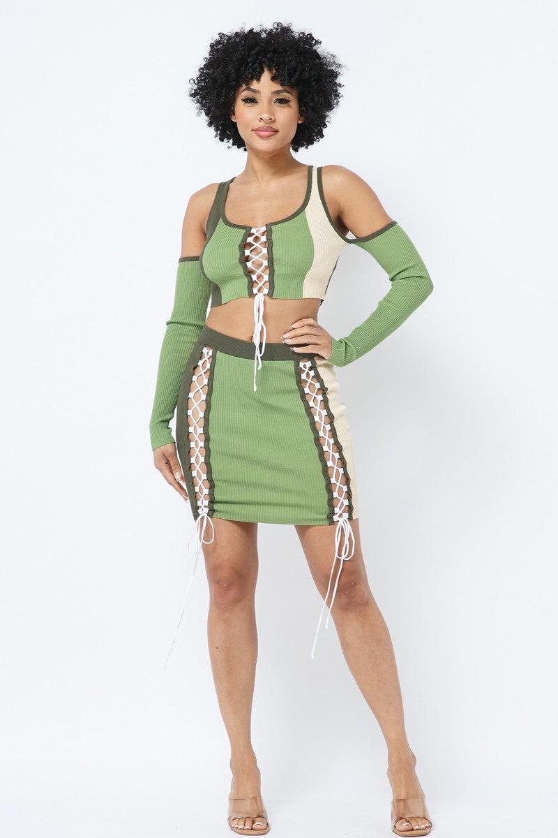 Multi Color Block Set-Olive