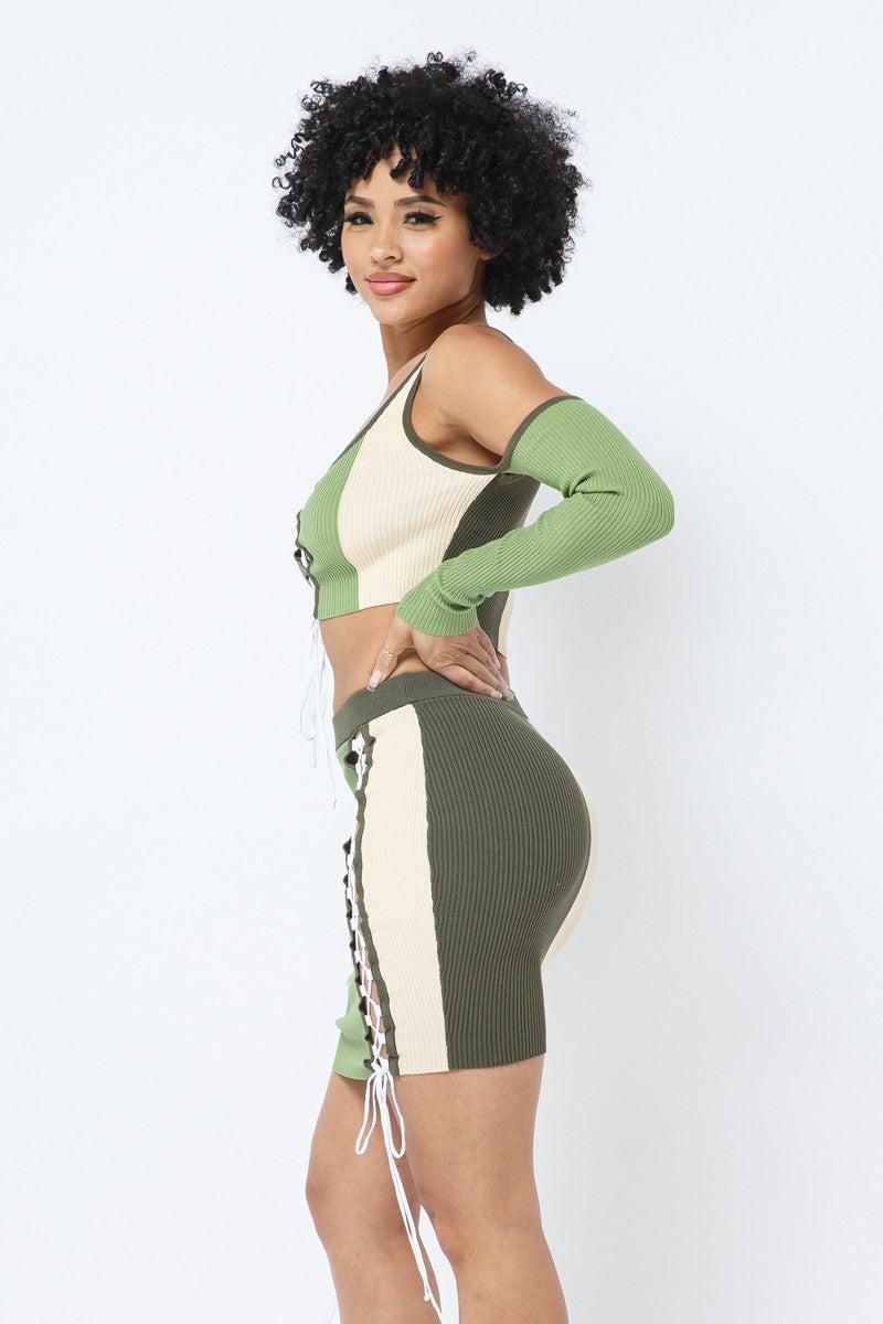 Multi Color Block Set-Olive