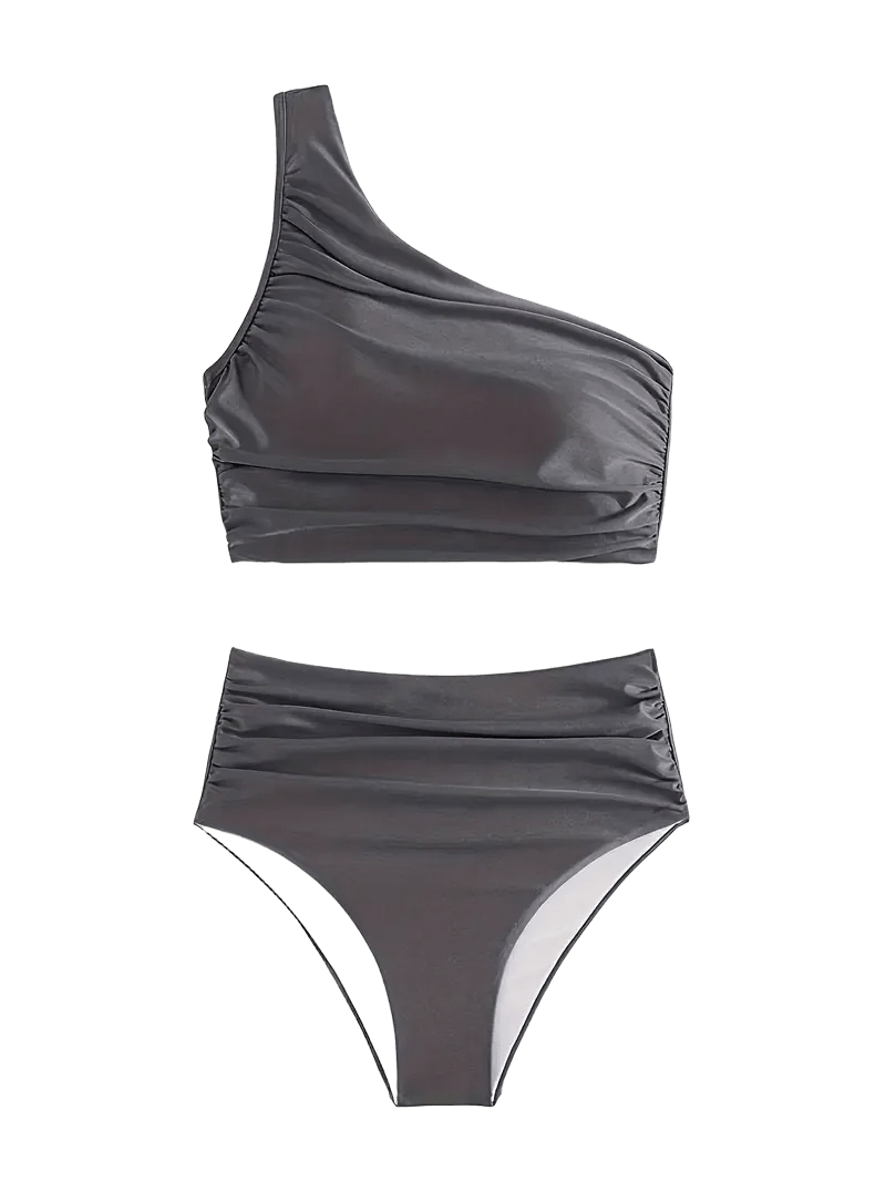 One Shoulder Two-Piece Swimsuit | High-Waist Athletic Bikini Set