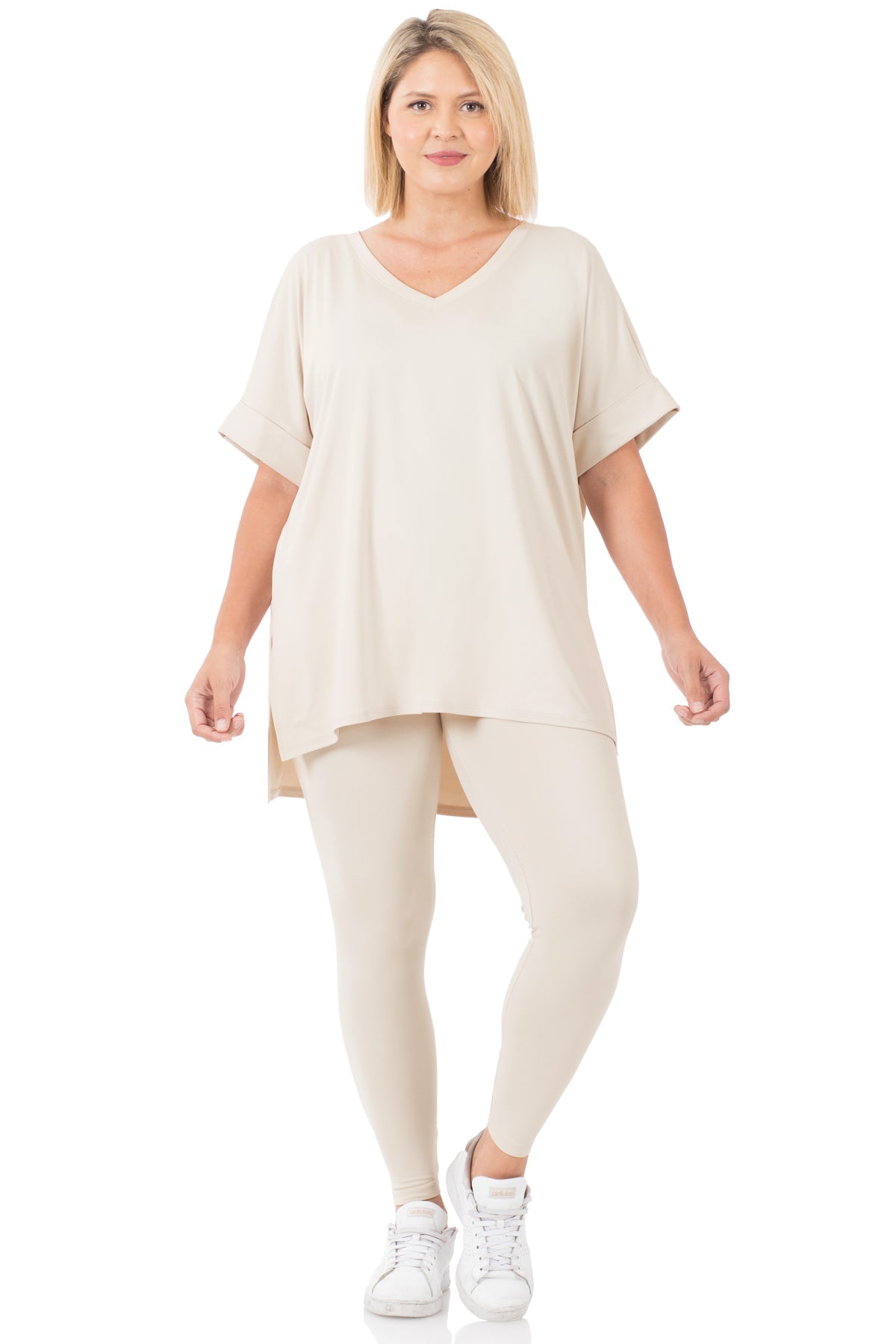 PLUS SIZE BRUSHED MICROFIBER LOUNGEWEAR SET