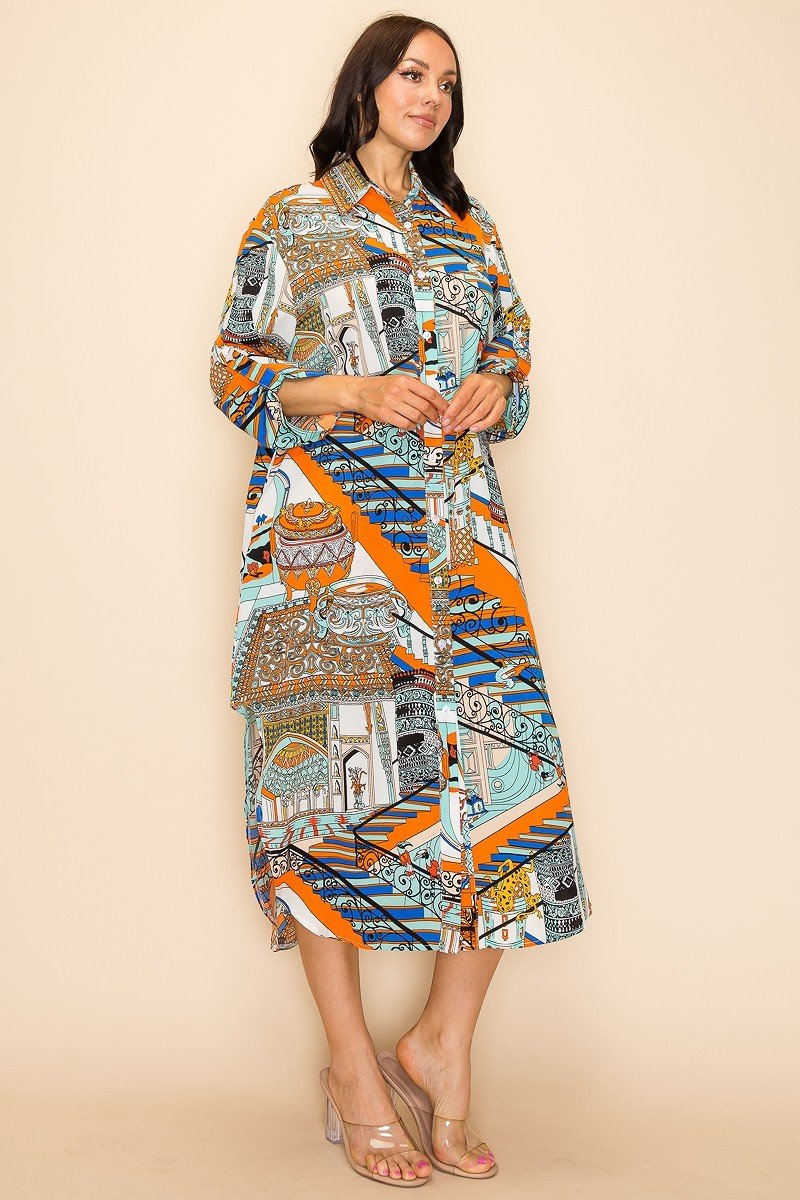Printed Multi Color Shirt Dress