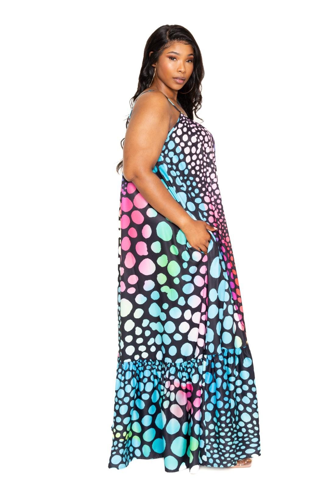 Printed Voluminous Maxi Dress-Multi