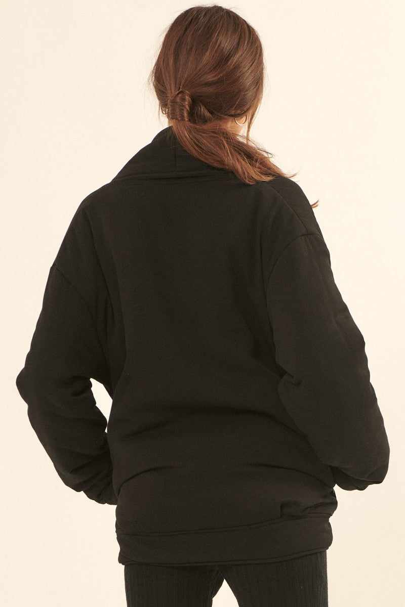 Solid Woven Jacket-Black-Black