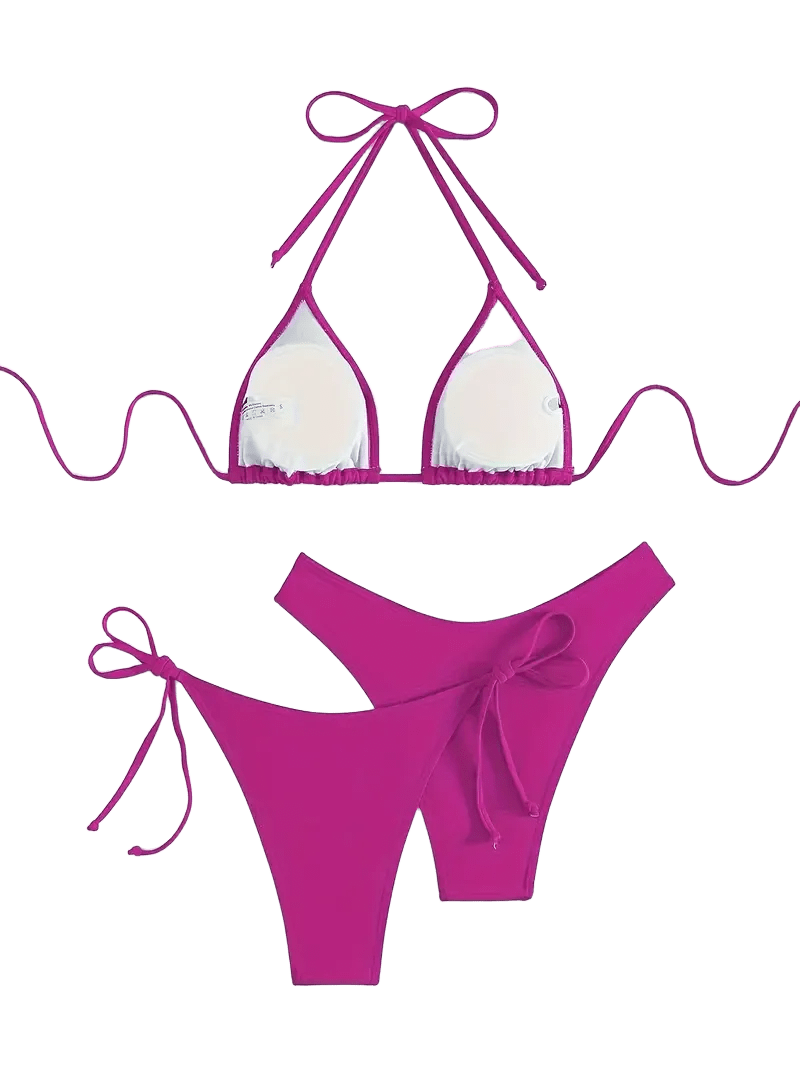 Triangle String Bikini Set | Side-Tie Brazilian Swimsuit | 3-Piece Beachwear