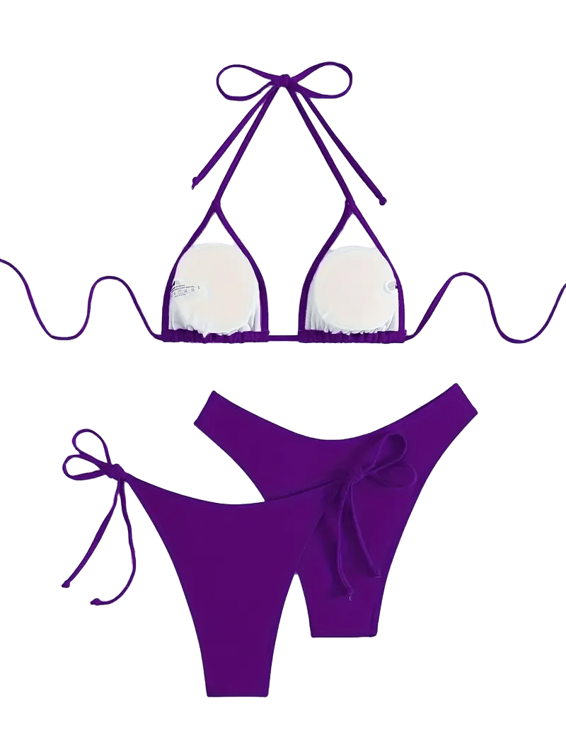 Triangle String Bikini Set | Side-Tie Brazilian Swimsuit | 3-Piece Beachwear