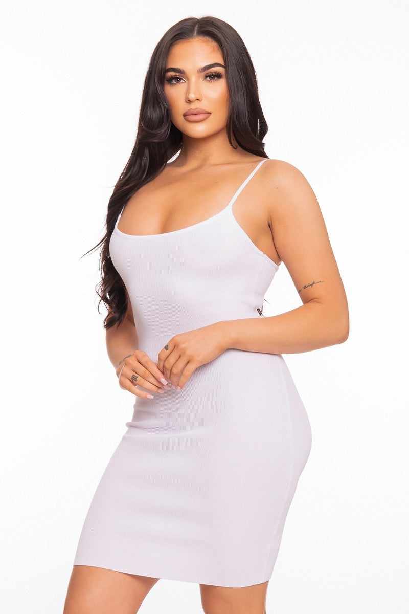 Cami Open Back Mini Dress-White