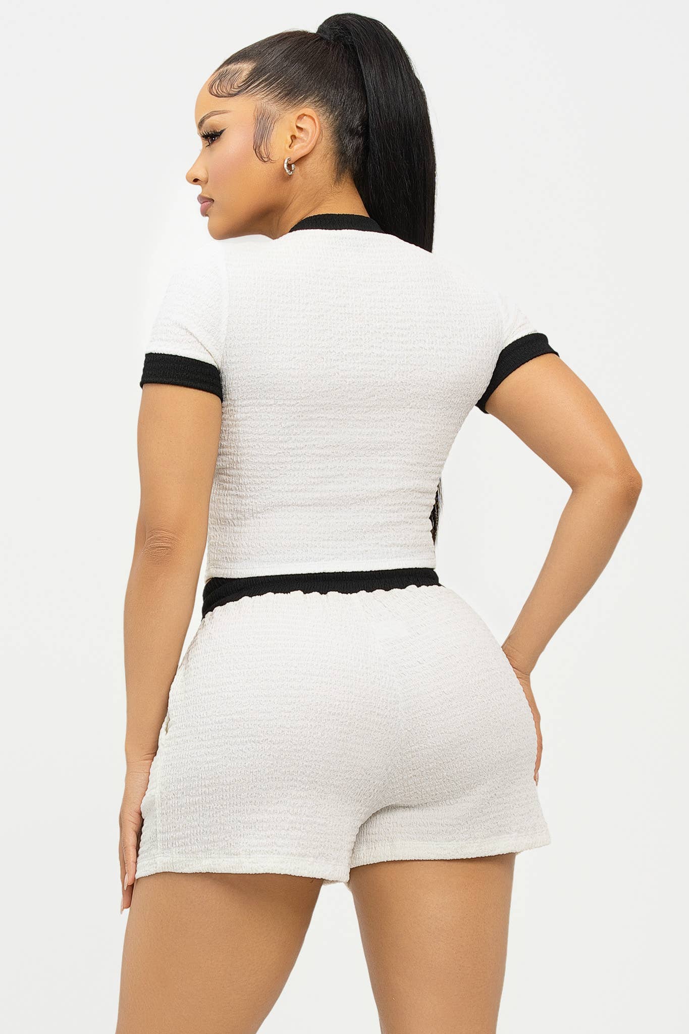 Color Block Contrast Top And Shorts Set