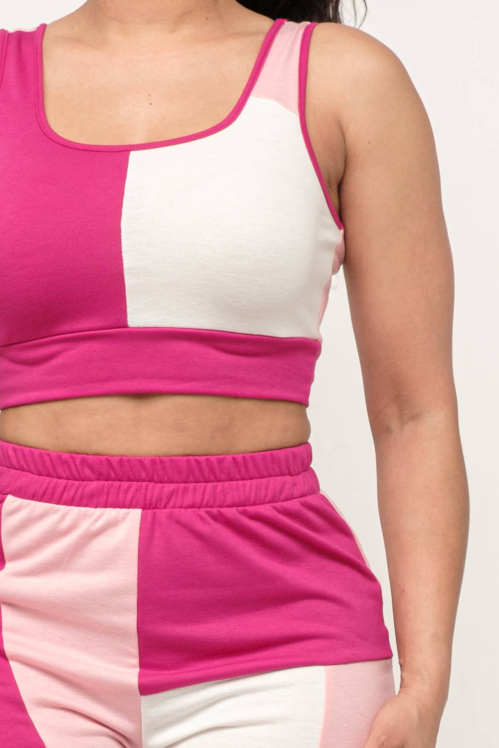 Color Block Tank Top And Waistband Pants Set