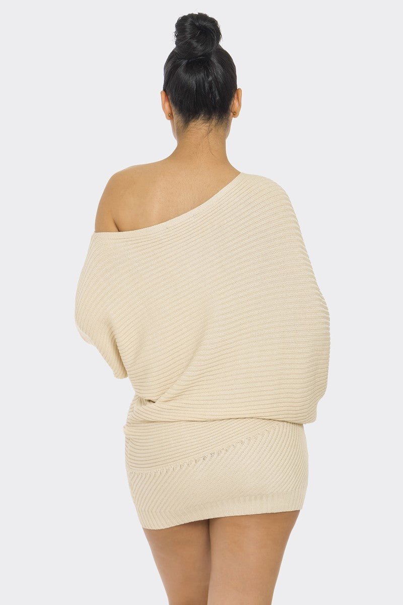 Date Night Cream Sweater Mini Dress