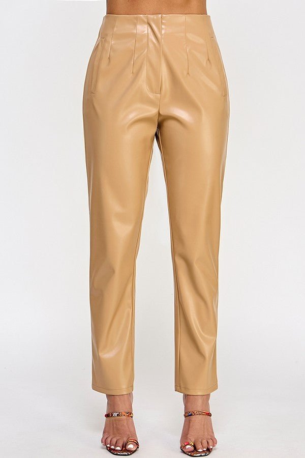 Faux Leather Beige Pants