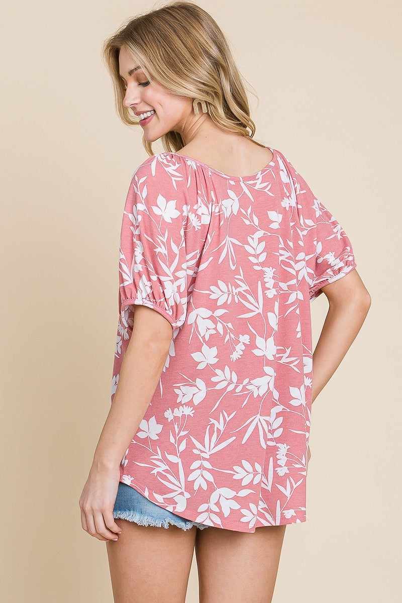 Floral Babydoll Top-Mauve