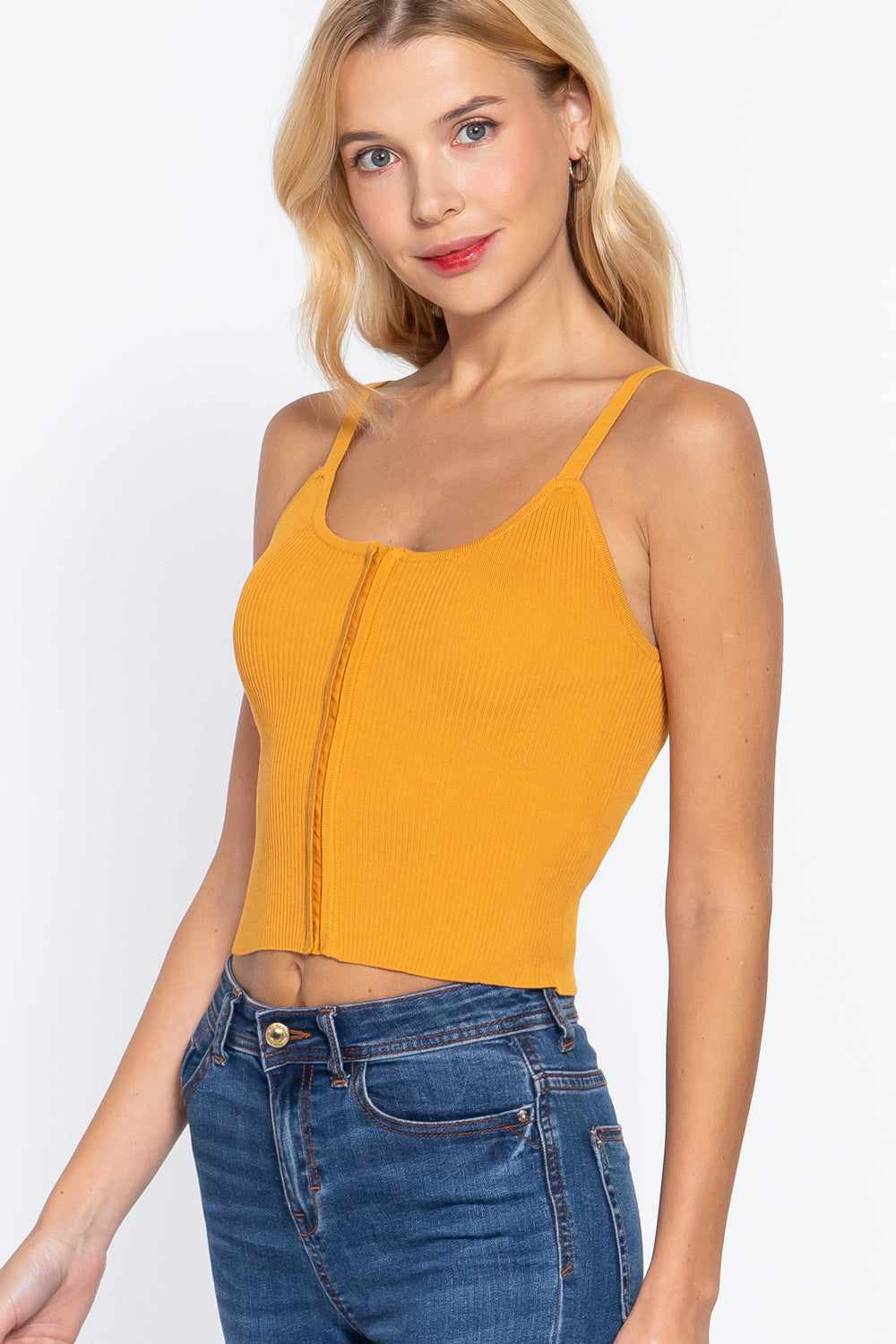 Front Closure Sweater Cami Top-Mango