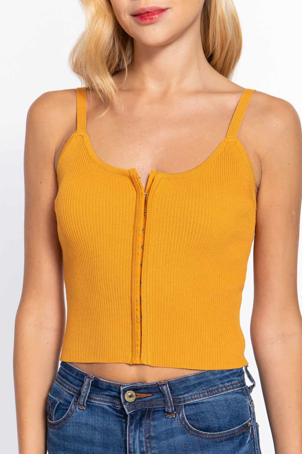 Front Closure Sweater Cami Top-Mango