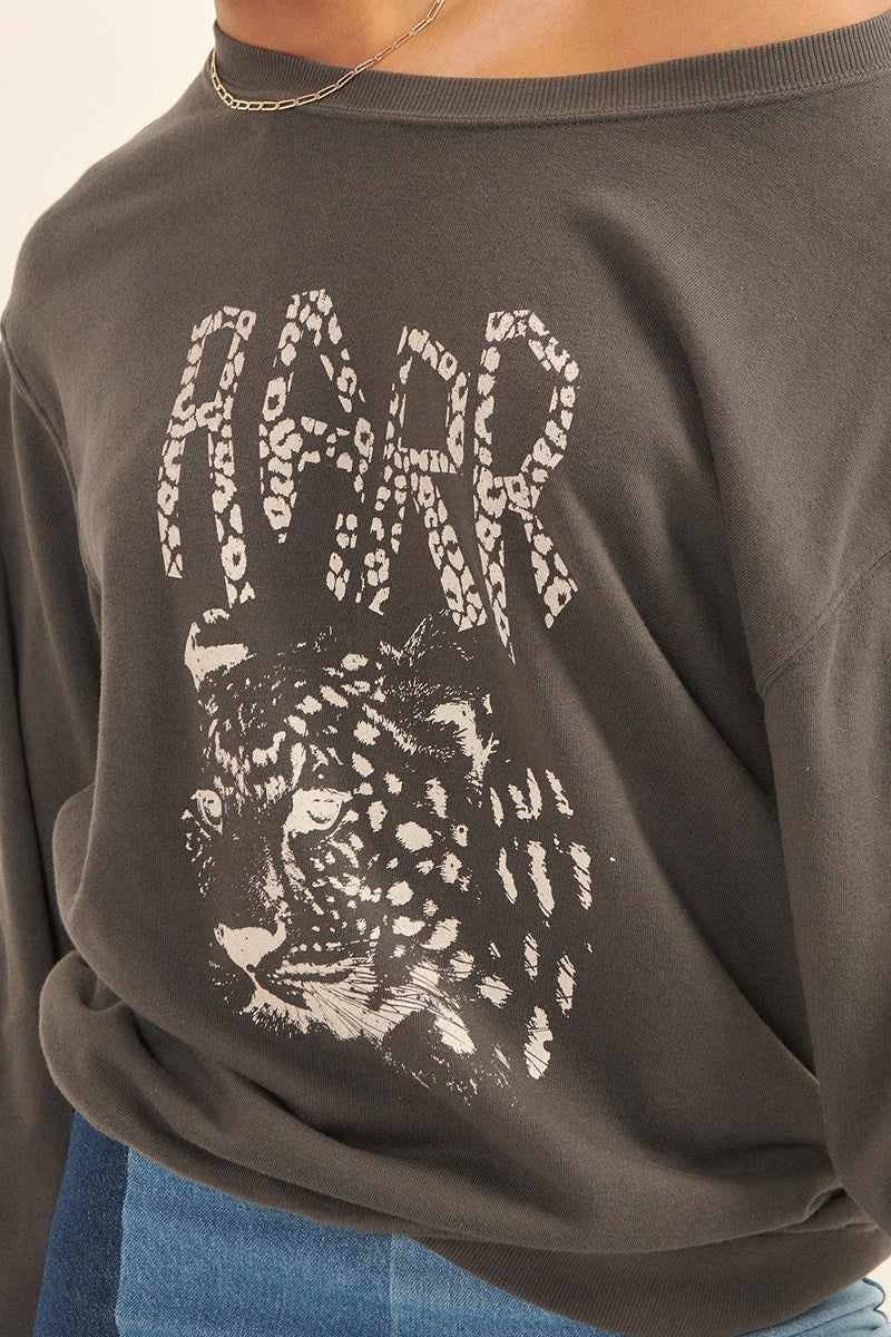 Garment Dyed French Terry Graphic Sweatshirt-Charcoal