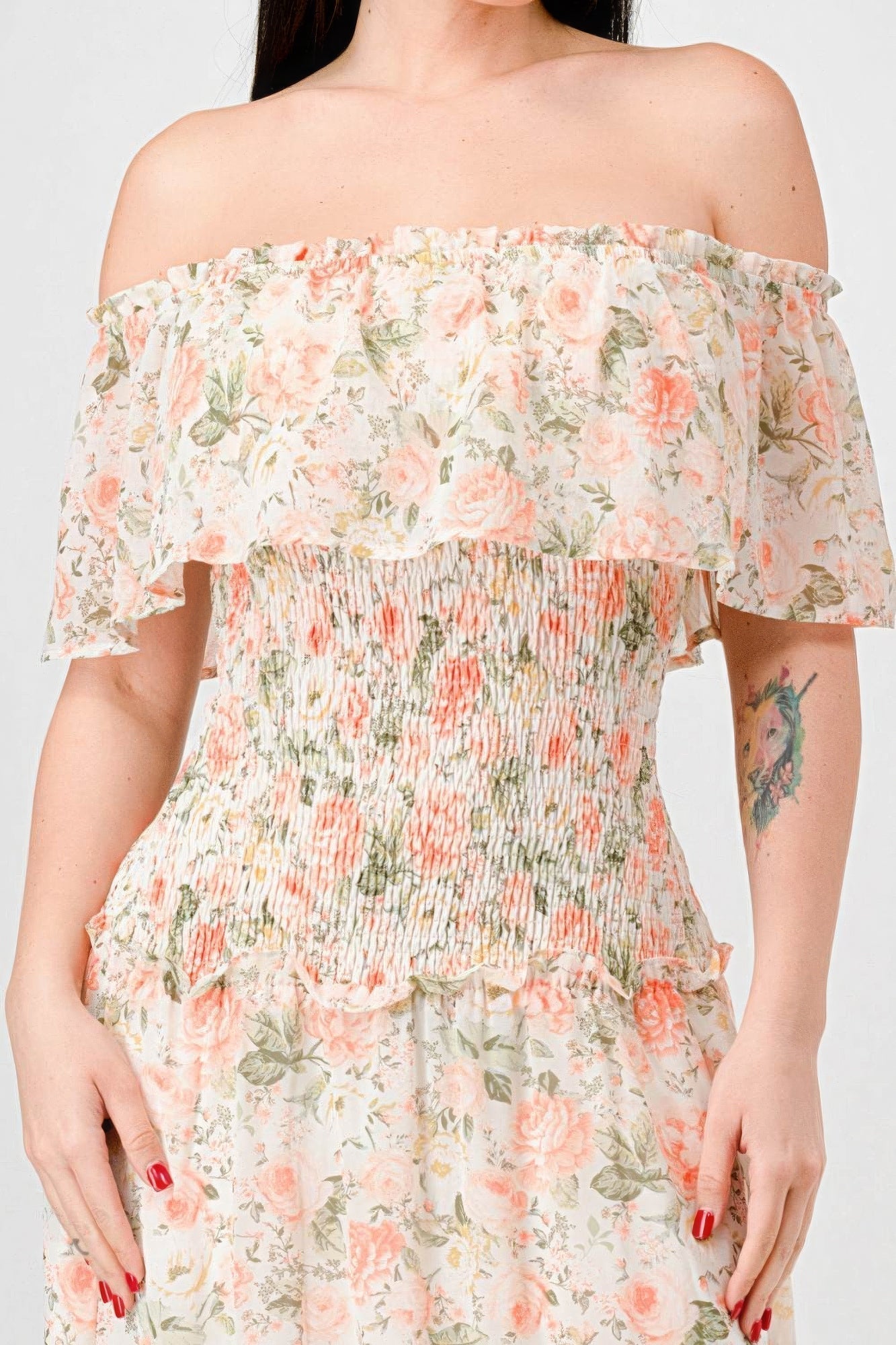 Chic Boho Ruffled Off-Shoulder Maxi Dress - Floral Summer Style