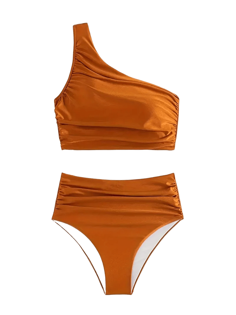 One Shoulder Two-Piece Swimsuit | High-Waist Athletic Bikini Set