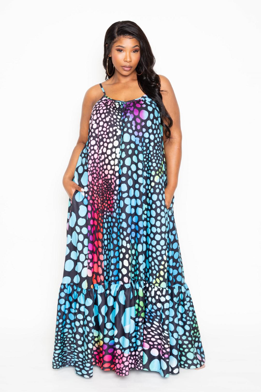 Printed Voluminous Maxi Dress-Multi