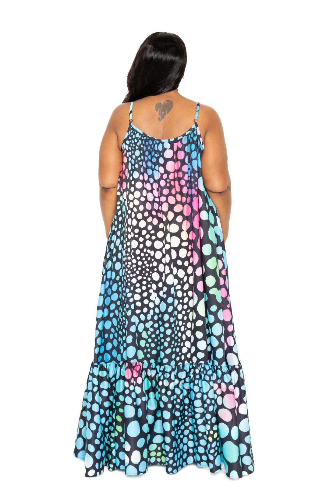 Printed Voluminous Maxi Dress-Multi