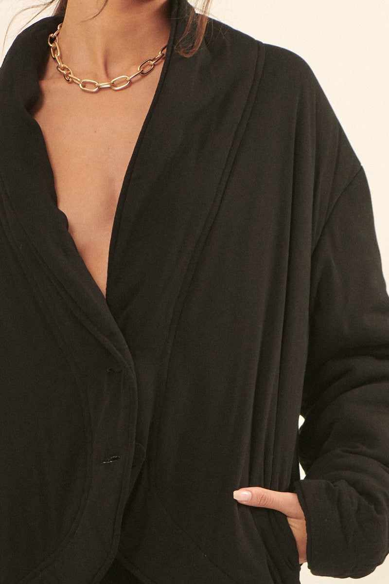 Solid Woven Jacket-Black-Black