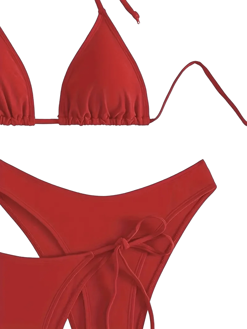 Triangle String Bikini Set | Side-Tie Brazilian Swimsuit | 3-Piece Beachwear