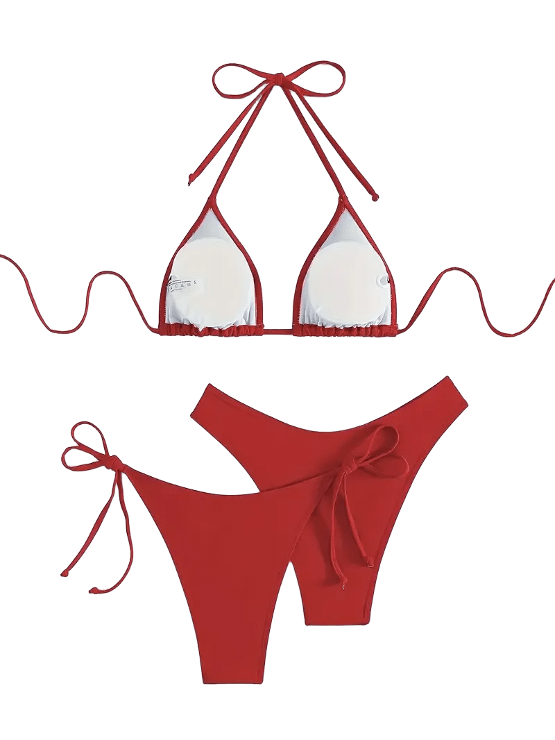 Triangle String Bikini Set | Side-Tie Brazilian Swimsuit | 3-Piece Beachwear