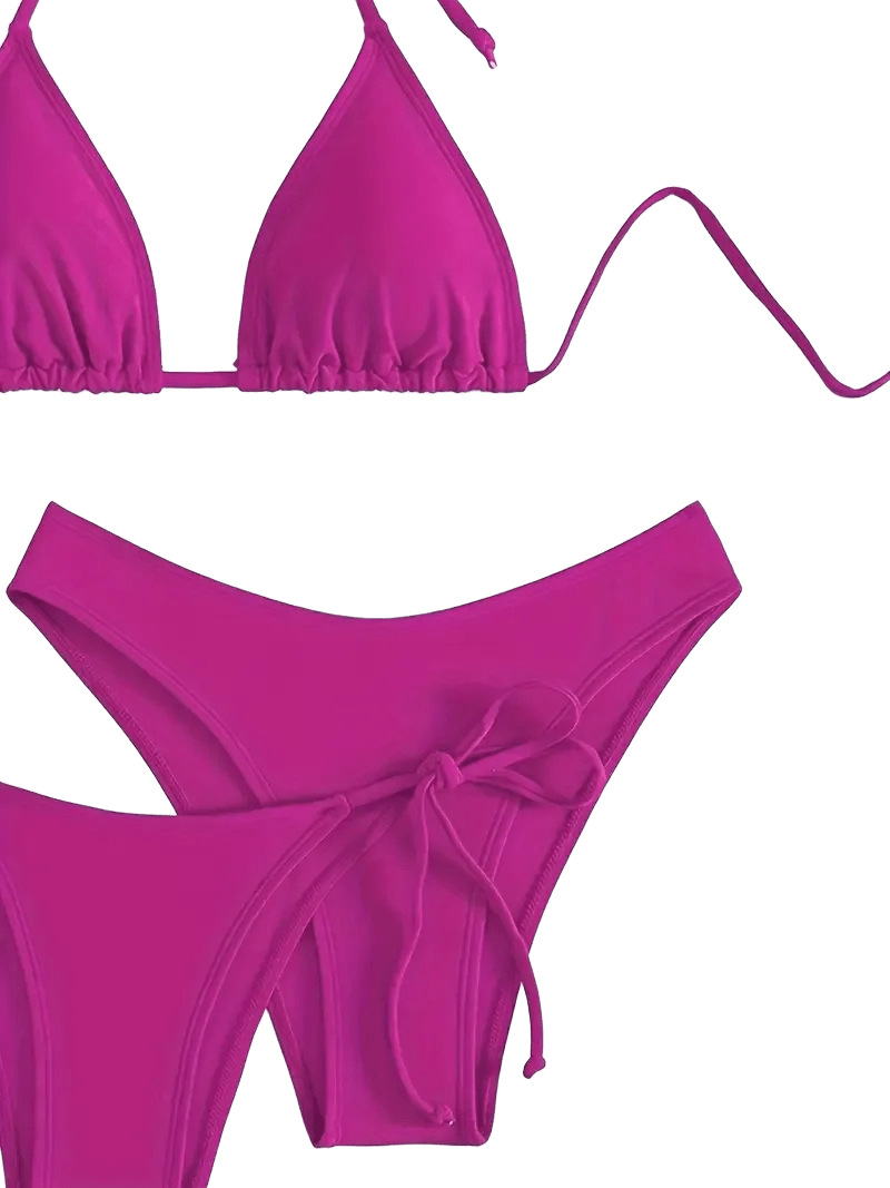 Triangle String Bikini Set | Side-Tie Brazilian Swimsuit | 3-Piece Beachwear