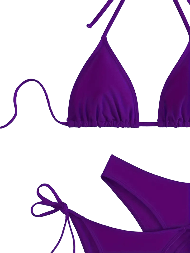 Triangle String Bikini Set | Side-Tie Brazilian Swimsuit | 3-Piece Beachwear
