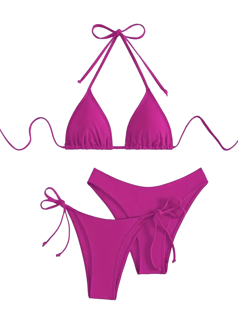 Triangle String Bikini Set | Side-Tie Brazilian Swimsuit | 3-Piece Beachwear